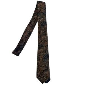 Angelo Correlli Necktie 100% Silk Italian Design Paisley Bronze Black 55”x2.5”